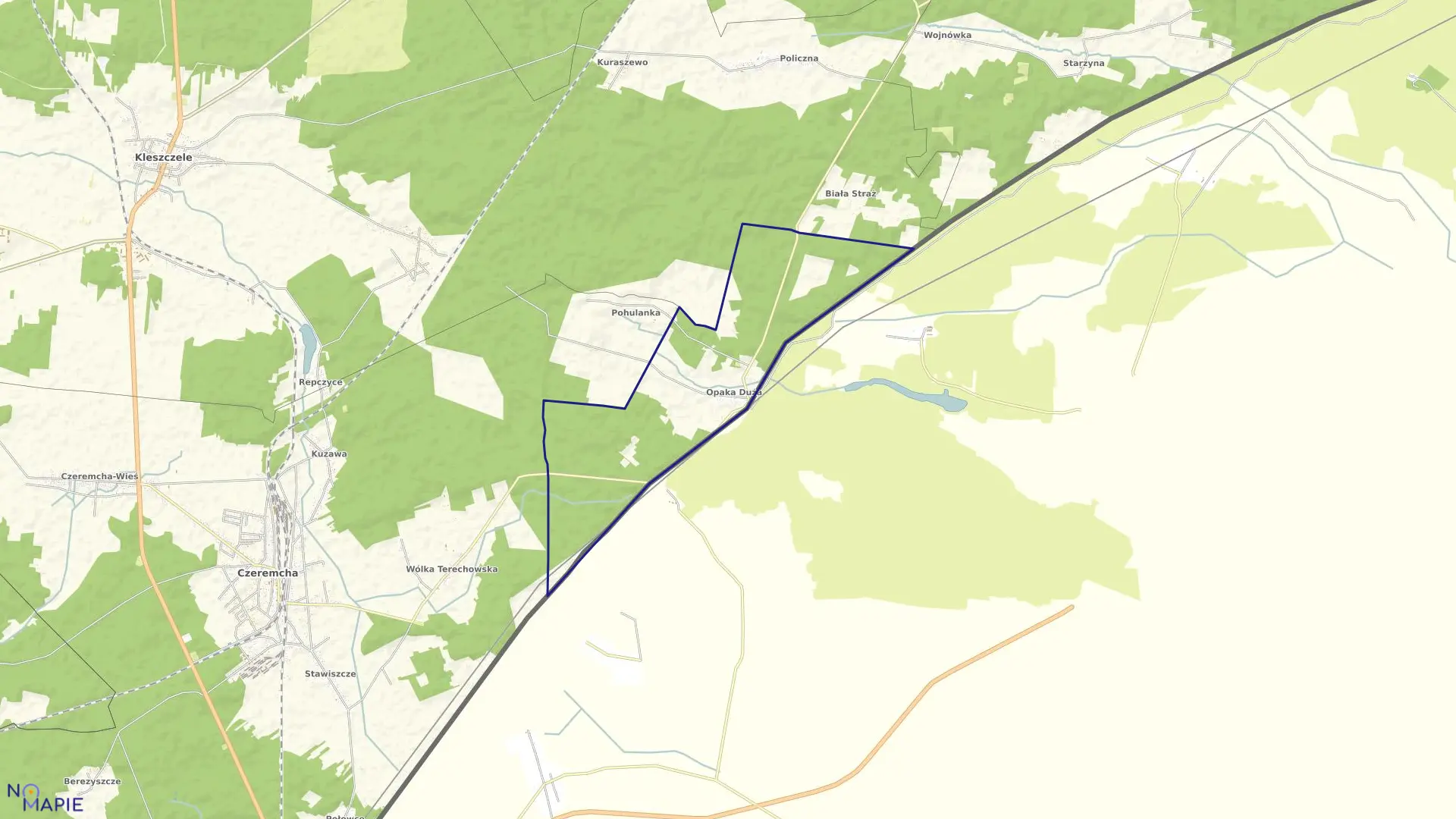 Mapa obrębu OPAKA DUŻA w gminie Czeremcha