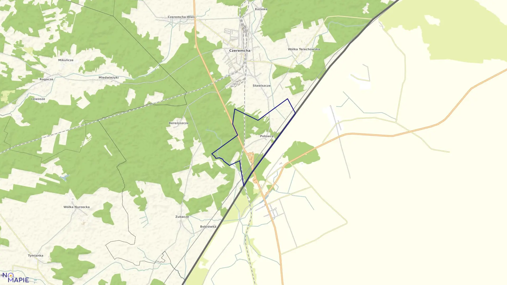 Mapa obrębu POŁOWCE w gminie Czeremcha