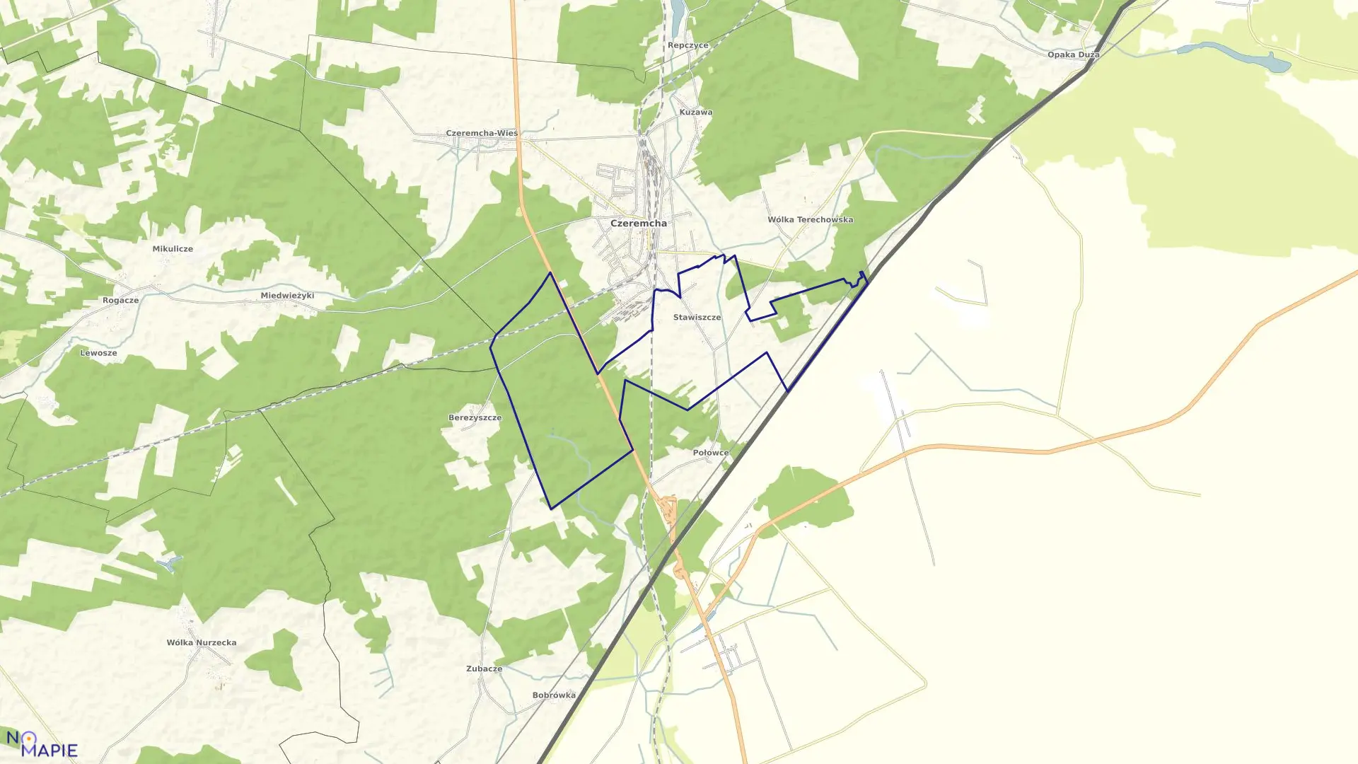 Mapa obrębu STAWISZCZE w gminie Czeremcha